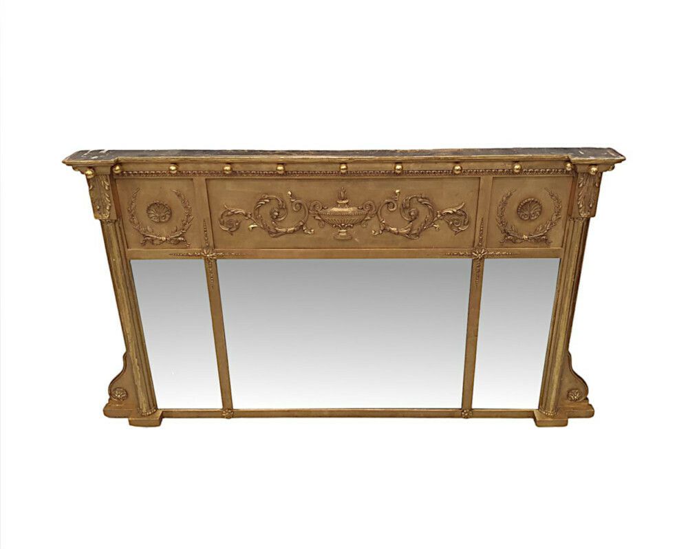 A Fabulous Edwardian Giltwood Overmantle Mirror In The Manner Of Adams