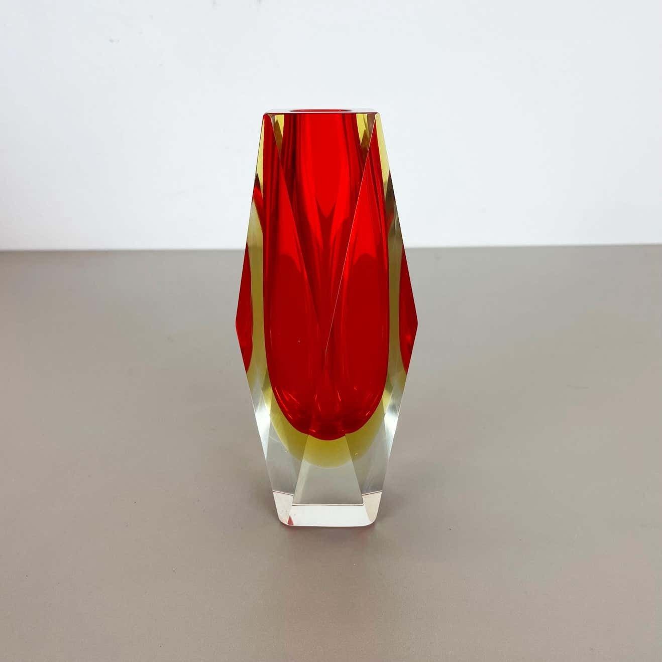 Large Red Murano Glass Sommerso Vase By Flavio Poli Attributed, Italy 1970s photo 542.0