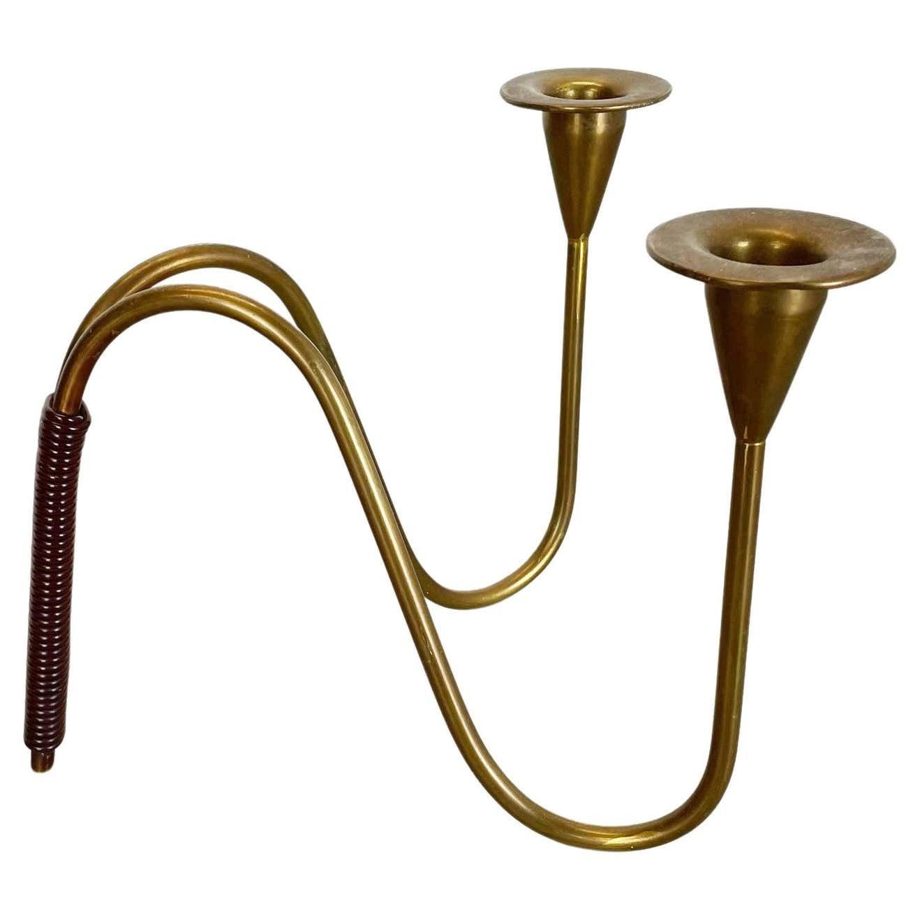 Sculptural Brass Candleholder Object By Günter Kupetz For Wmf, Germany 1950s