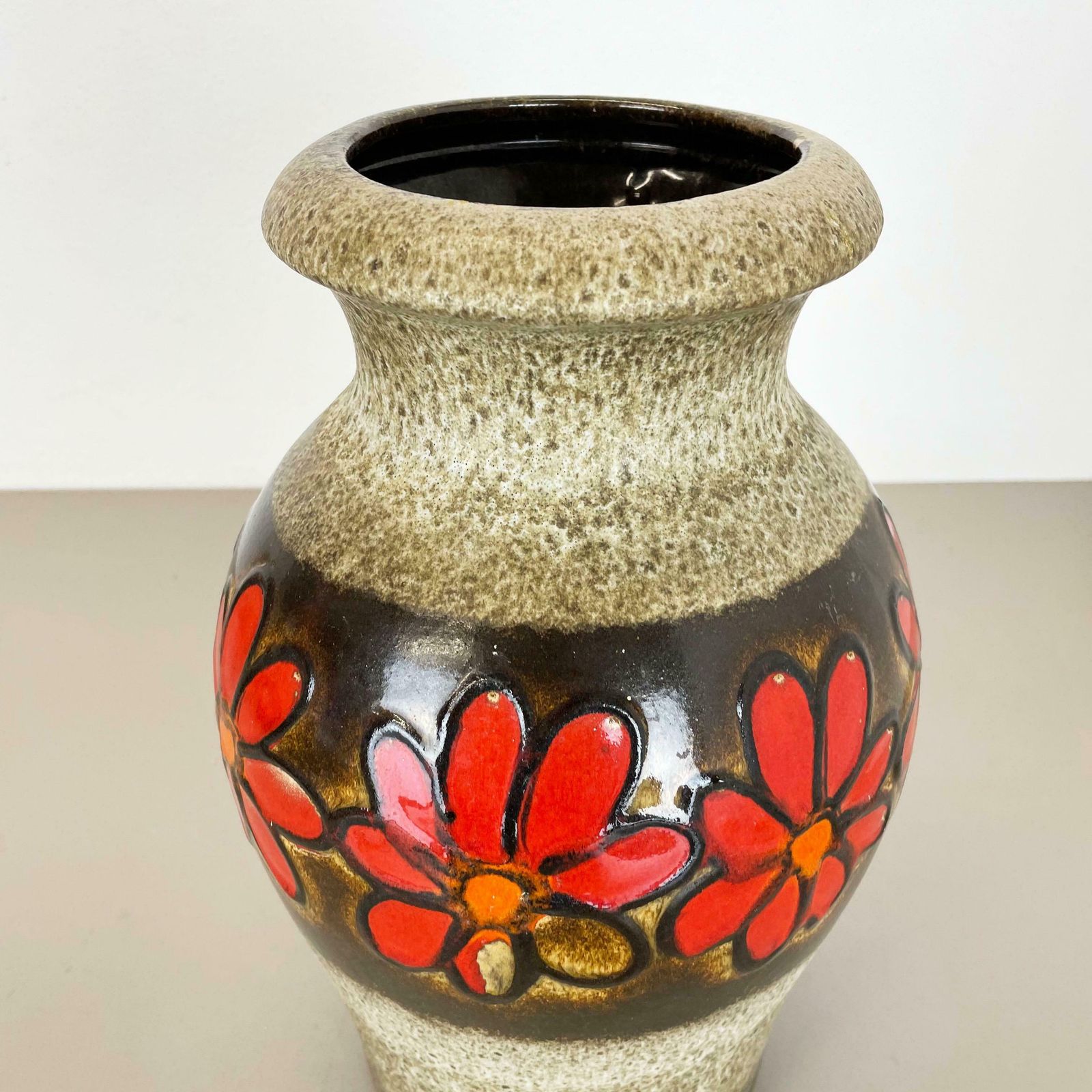 Large Pottery Fat Lava Multi Colour "Floral" Floor Vase Made By Scheurich, 1970s photo Home Decor