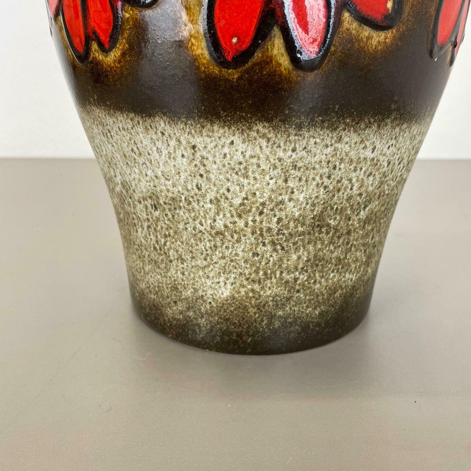 photo furniture Large Pottery Fat Lava Multi Colour "Floral" Floor Vase Made By Scheurich, 1970s