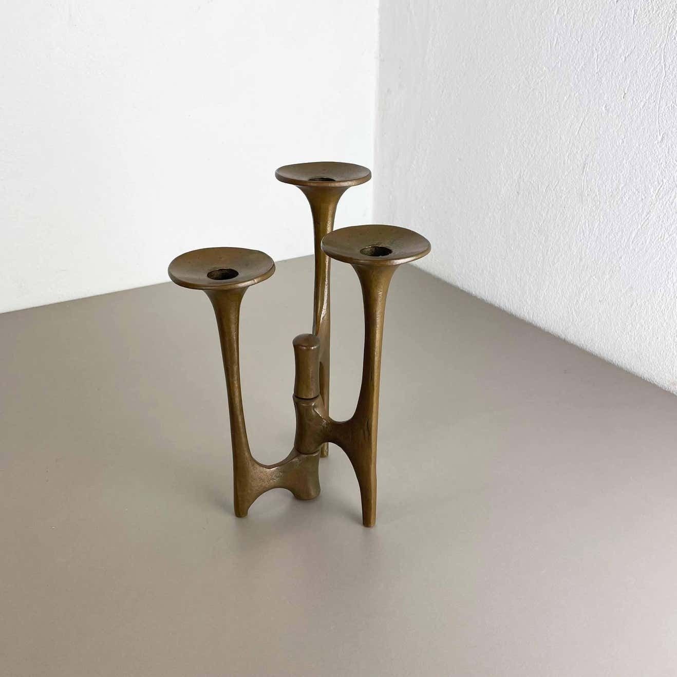 Midcentury Brutalist Bronze Tripod Candleholder By Michael Harjes, Germany 1960s photo furniture