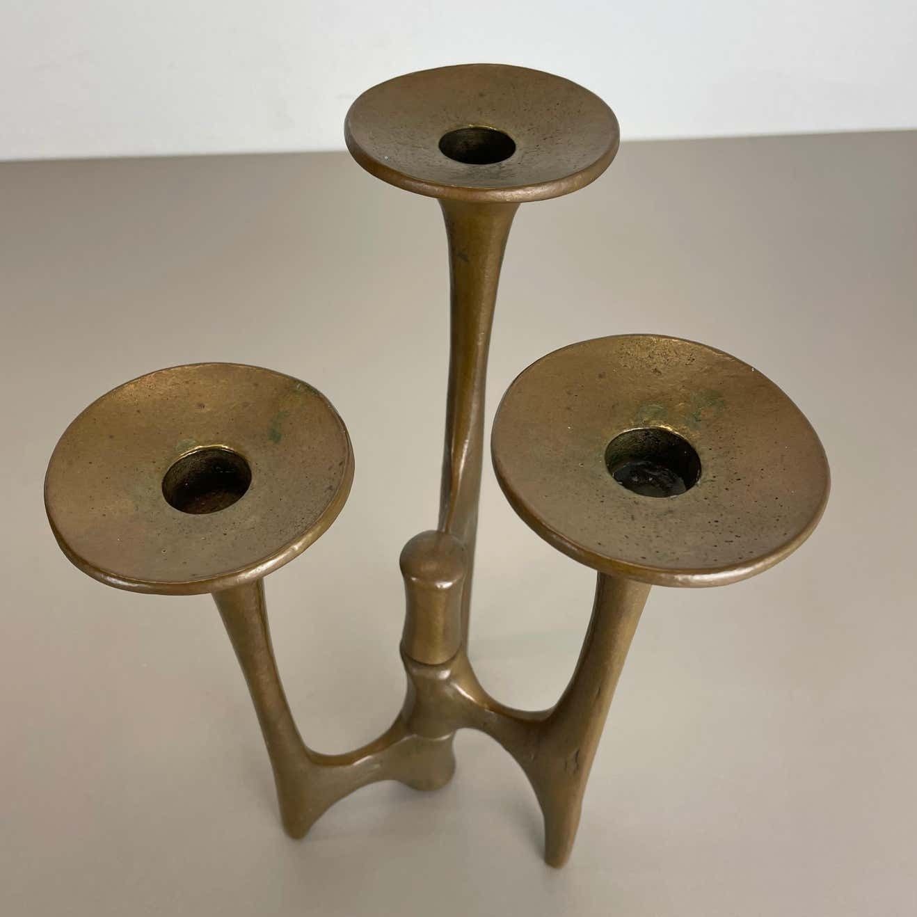 Midcentury Brutalist Bronze Tripod Candleholder By Michael Harjes, Germany 1960s photo for sale