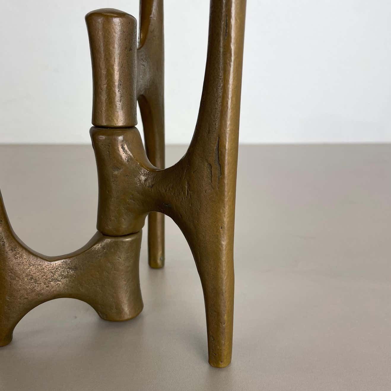 Midcentury Brutalist Bronze Tripod Candleholder By Michael Harjes, Germany 1960s photo buy