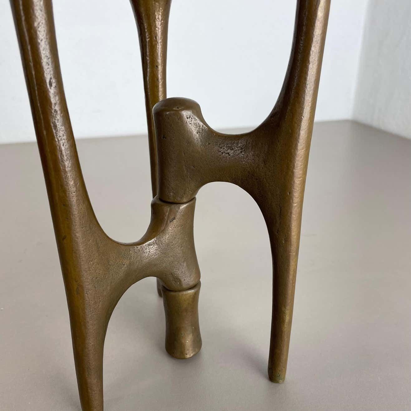 photo vinterior Midcentury Brutalist Bronze Tripod Candleholder By Michael Harjes, Germany 1960s