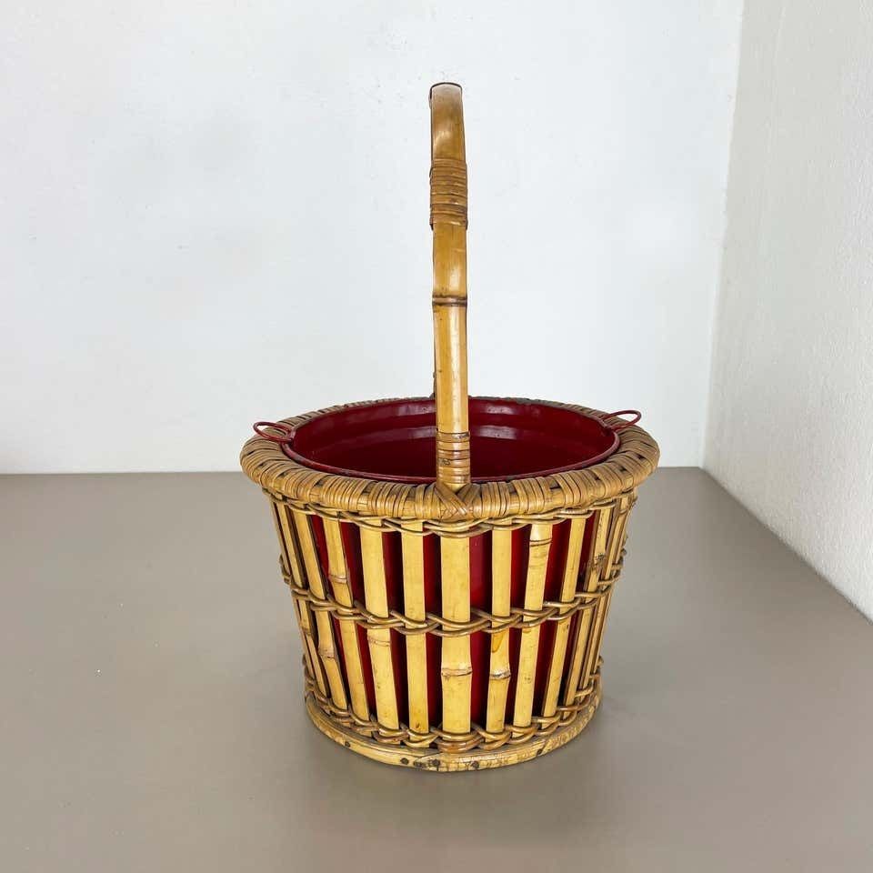 Minimalistic Bamboo Metal Planter Plant Stand Matégot Style, France, 1960s photo 728.0