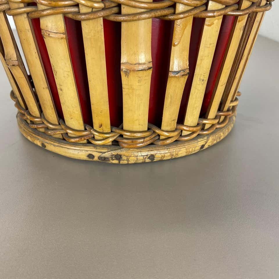 Minimalistic Bamboo Metal Planter Plant Stand Matégot Style, France, 1960s photo vintage