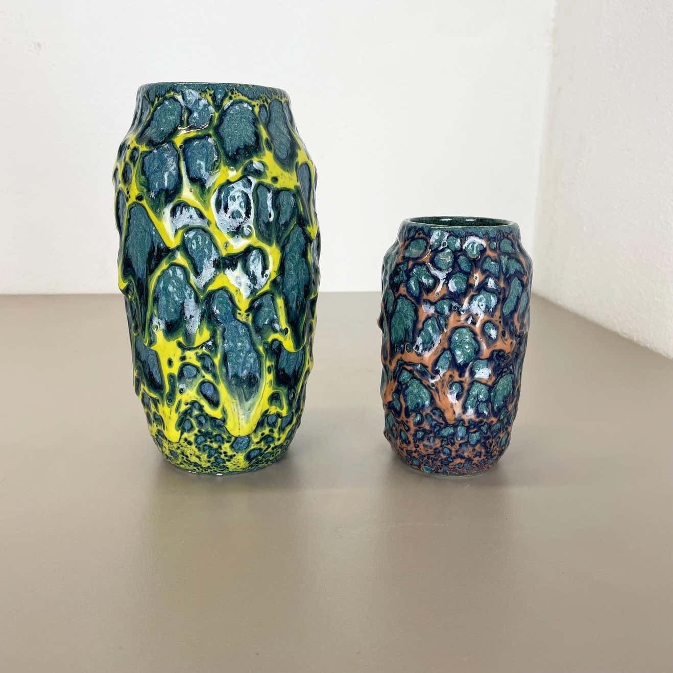 Set Of 2 Rare Super Color Crusty Fat Lava Vases By Scheurich, Germany Wgp, 1970s photo furniture