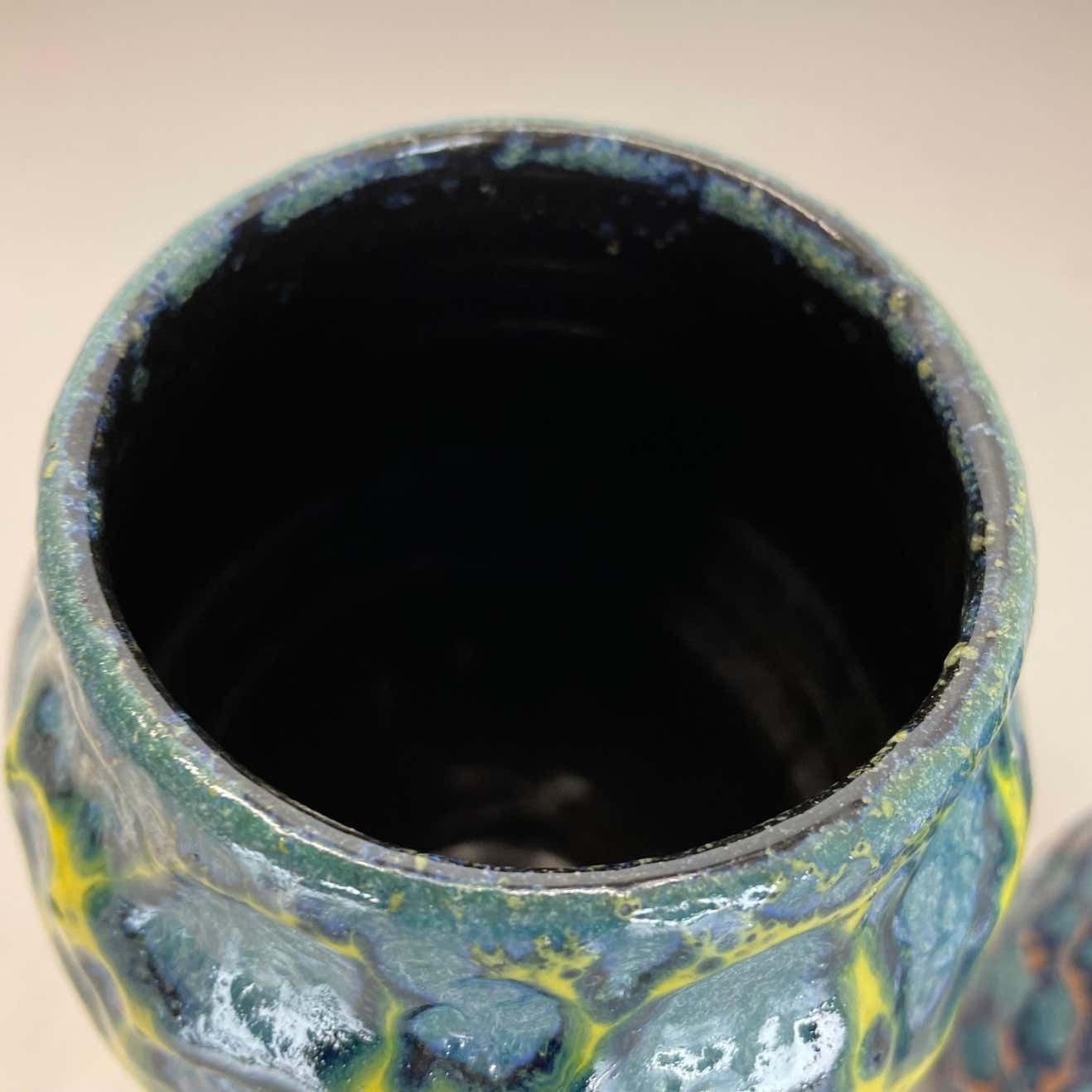 photo for sale Set Of 2 Rare Super Color Crusty Fat Lava Vases By Scheurich, Germany Wgp, 1970s