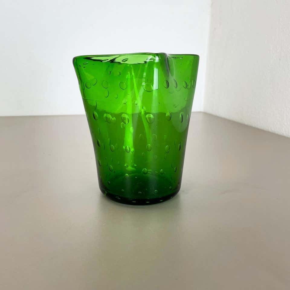 Murano Glass Bullicante Bubble "Green" Vase Element Shell Murano, Italy, 1970s photo 500.0