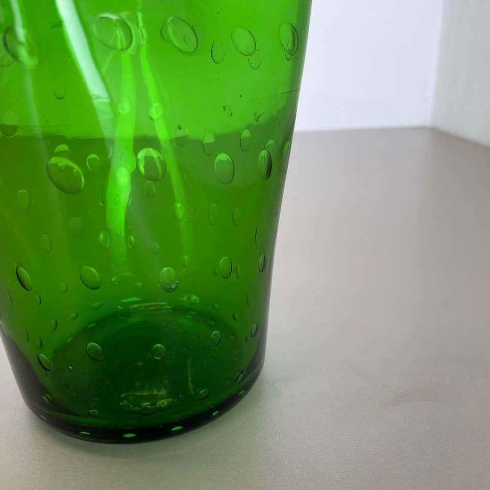 Home Decor Murano Glass Bullicante Bubble "Green" Vase Element Shell Murano, Italy, 1970s photo