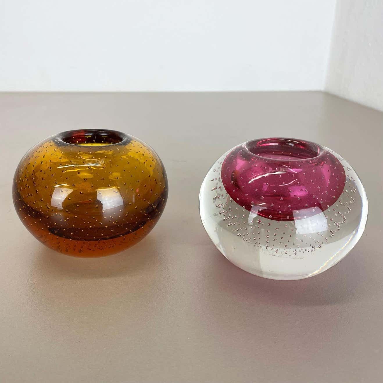 Set Of 2 Murano Glass Bubble Structure Bowl Shells Ashtray Element, Italy, 1970s photo for sale