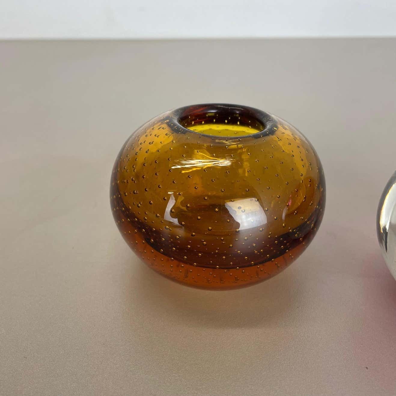 Set Of 2 Murano Glass Bubble Structure Bowl Shells Ashtray Element, Italy, 1970s photo vinterior