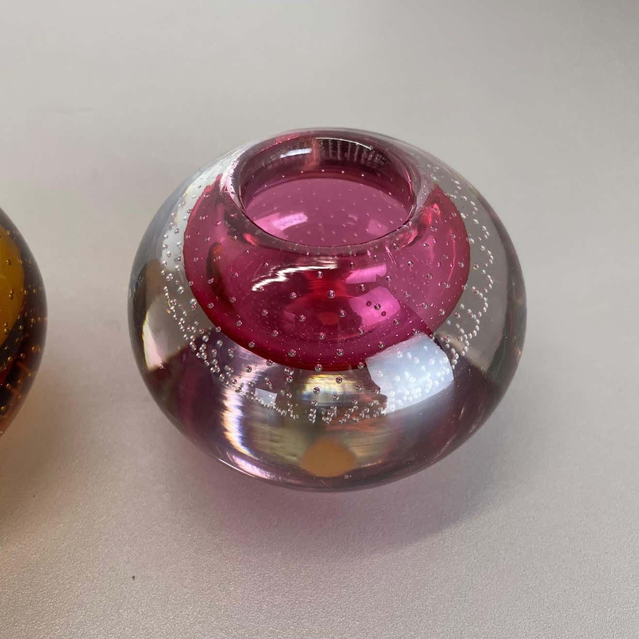 photo for sale Set Of 2 Murano Glass Bubble Structure Bowl Shells Ashtray Element, Italy, 1970s