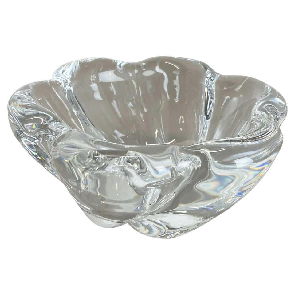 Large 2kg Floral Glass Shell Bowl Ashtray Element By Orrefors, Sweden, 1970s