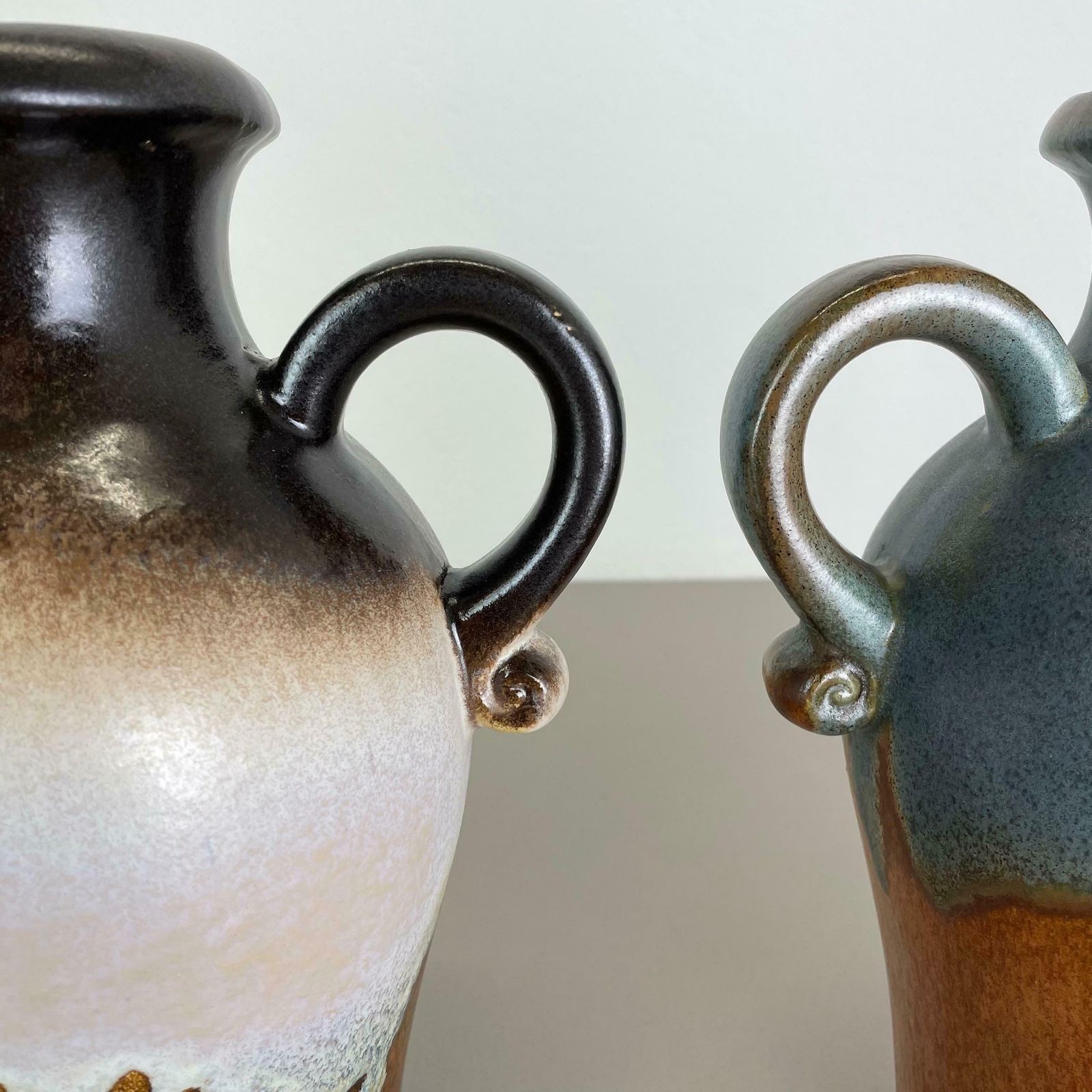 Set Of Two Pottery Fat Lava Vases "Multi Color" By Scheurich, Germany, 1970s photo vintage
