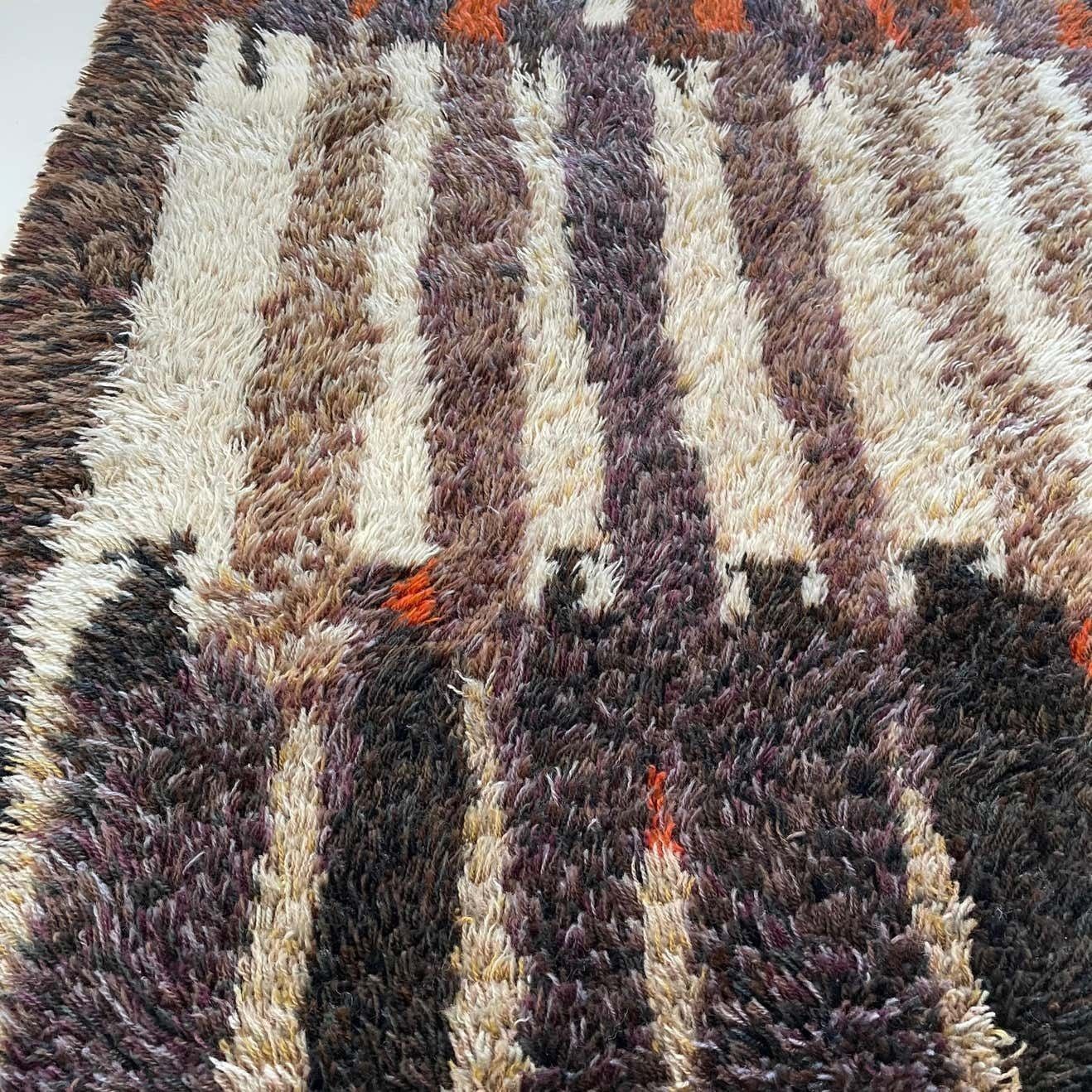 Original Abstract Scandinavian High Pile Abstract Rya Rug Carpet, Finland, 1960s photo buy