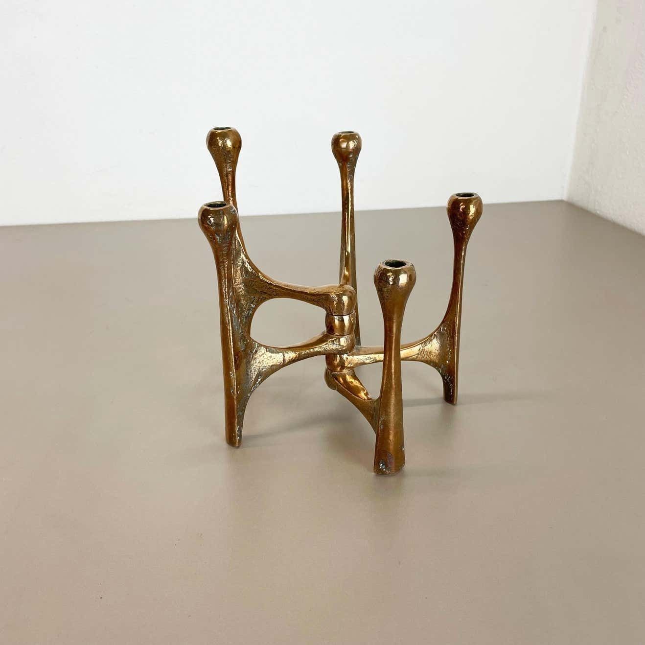 Midcentury Brutalist Bronze Candleholder By Michael Harjes, Germany, 1960s photo furniture