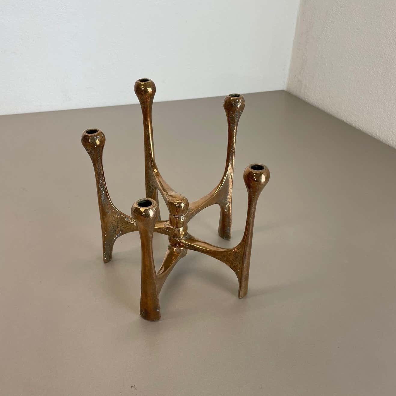 Midcentury Brutalist Bronze Candleholder By Michael Harjes, Germany, 1960s photo Home Decor