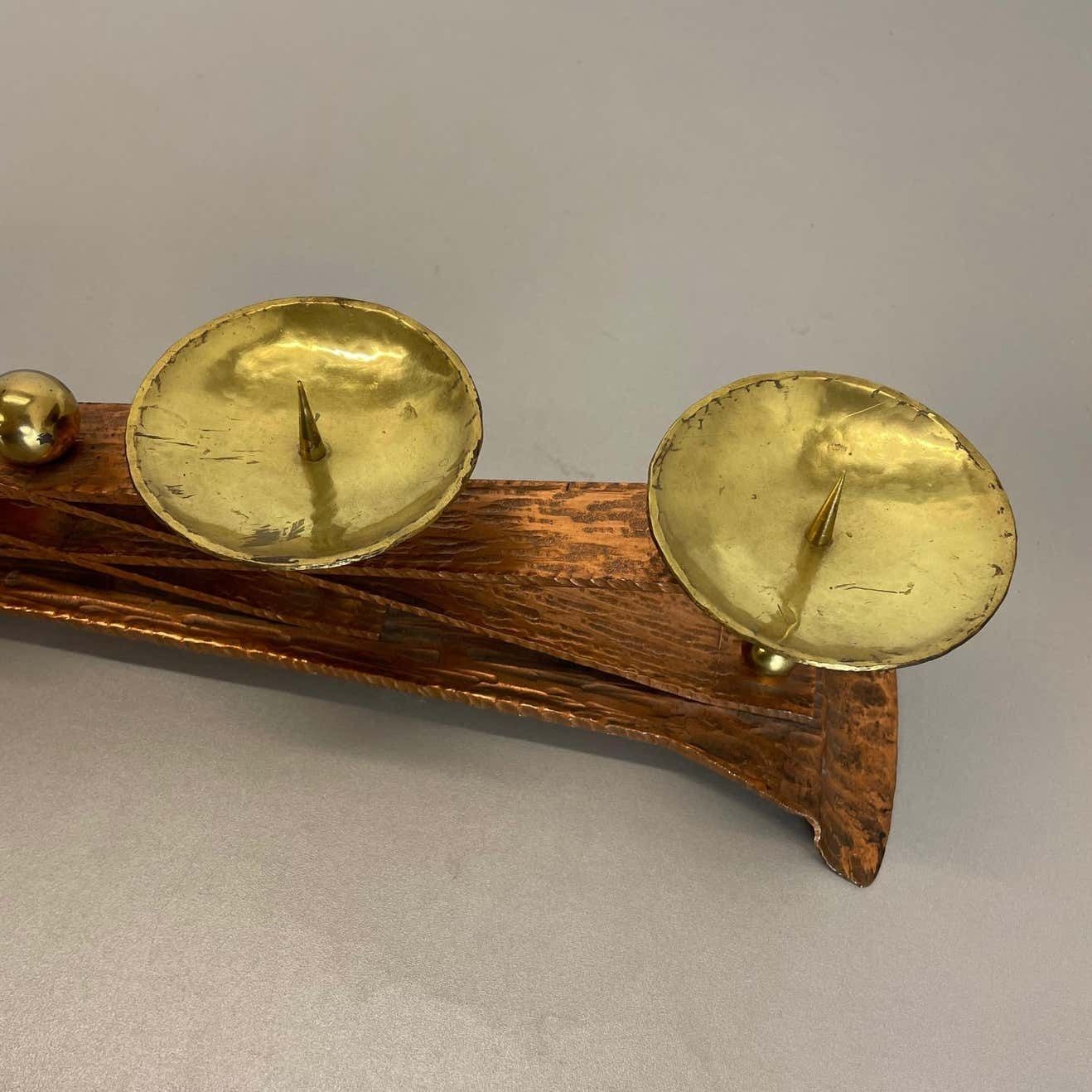 Home Decor Hagenauer Style Brutalist Copper + Brass Candleholder, Austria 1950 photo