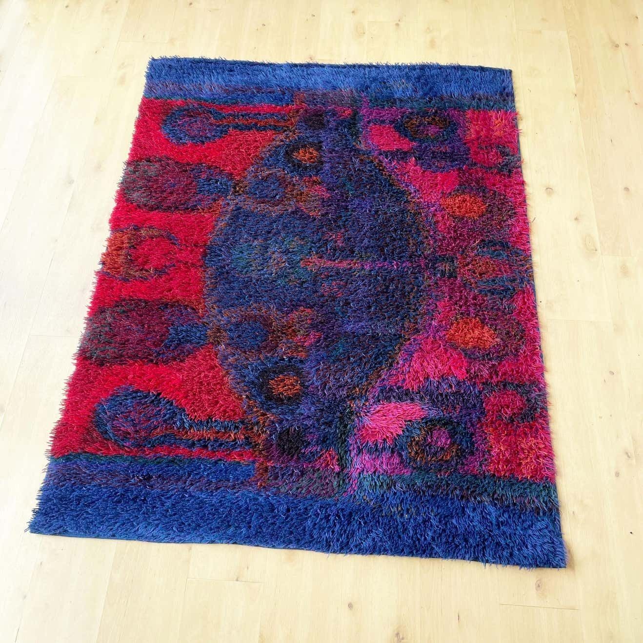 Original Scandinavian Rya Rug By Oili Mäki For Finnrya Oy Ab, Finland photo Textiles