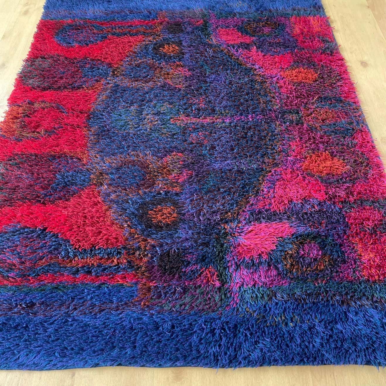 photo for sale Original Scandinavian Rya Rug By Oili Mäki For Finnrya Oy Ab, Finland