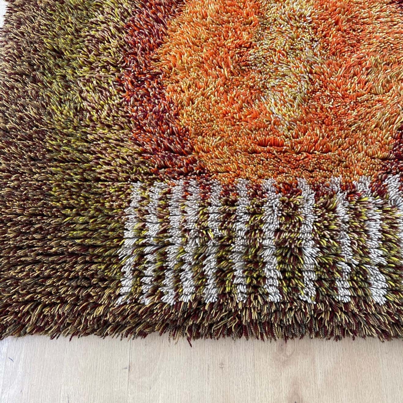 Original Abstract Scandinavian High Pile Abstract Rya Rug Carpet, Finland, 1960s photo buy
