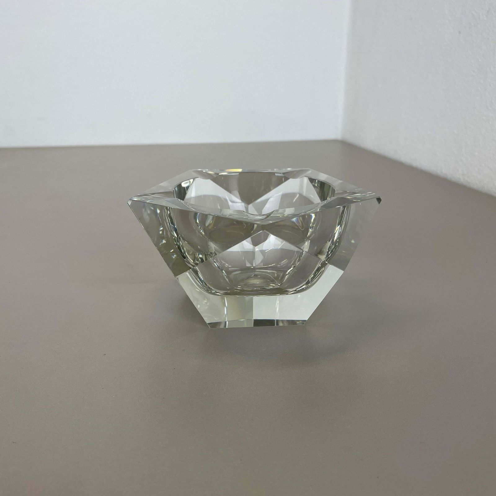 photo furniture Large Murano Faceted Diamond Lucid Bowl Ashtray Element, Italy, 1970s