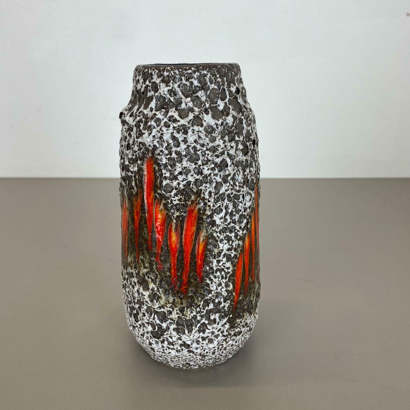 photo furniture Extraordinary Lora Zig Zag Pottery Fat Lava Vase By Scheurich, Germany, 1970s