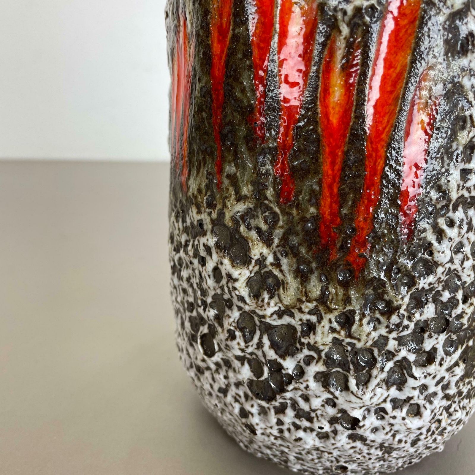 photo for sale Extraordinary Lora Zig Zag Pottery Fat Lava Vase By Scheurich, Germany, 1970s