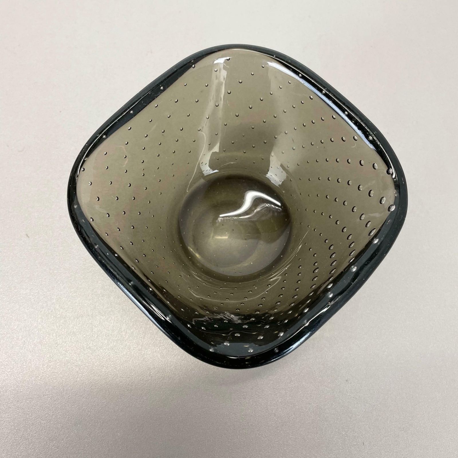 Glass Bullicante "Green" Bowl Element Shell Ashtray By Venini Murano, Italy 1970 photo vintage