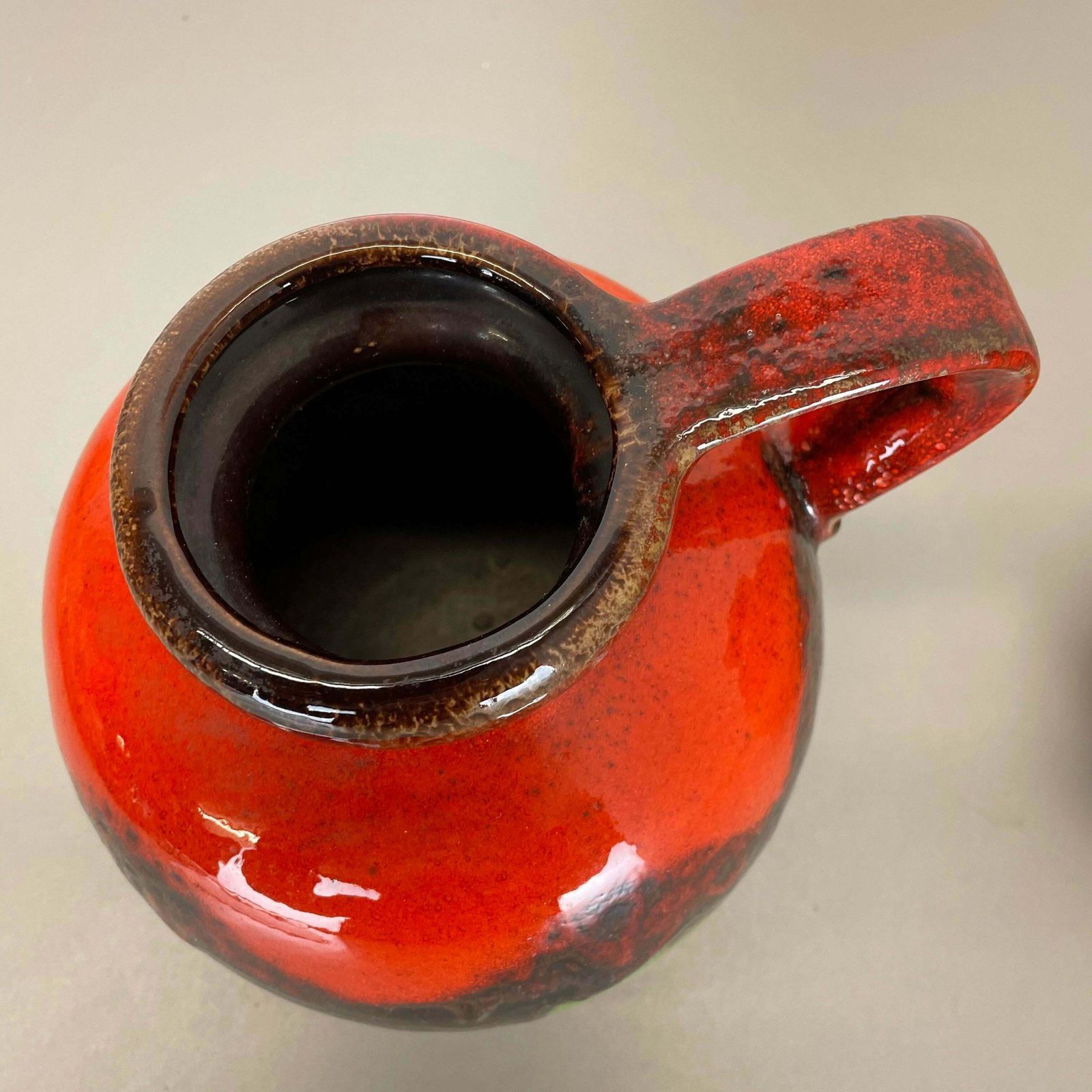 Set Of Two Pottery Fat Lava Vases "Multi Color" By Scheurich, Germany, 1970s photo vintage