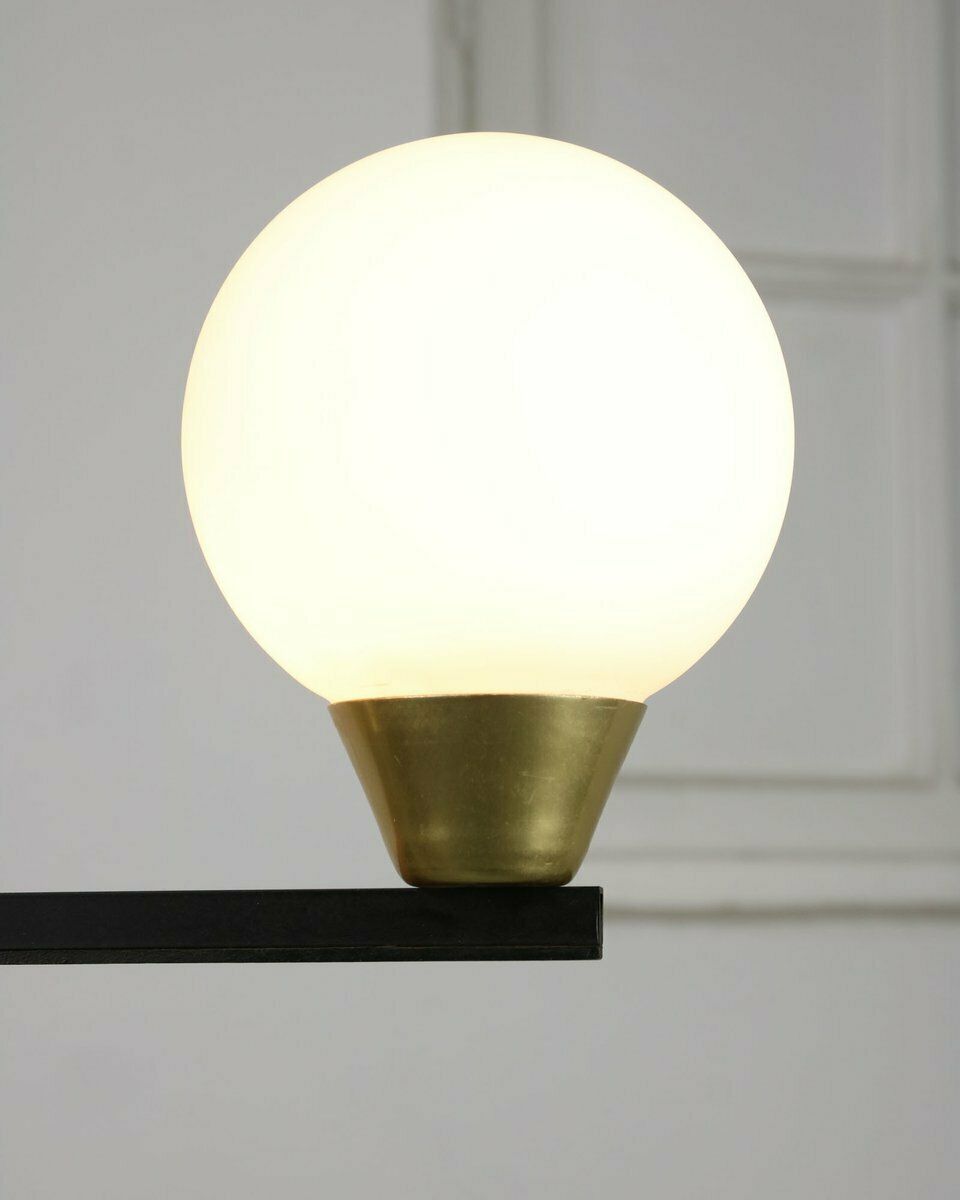 photo furniture Vintage Italian Chandelier In Metal And Opaline Glass