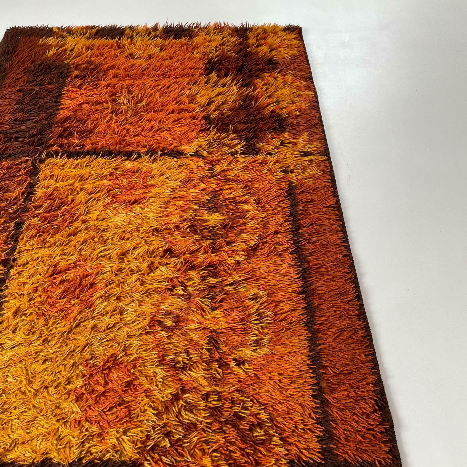 photo furniture Original Scandinavian Square Pattern Rya Rug By Ege Taepper, 1960s, Denmark