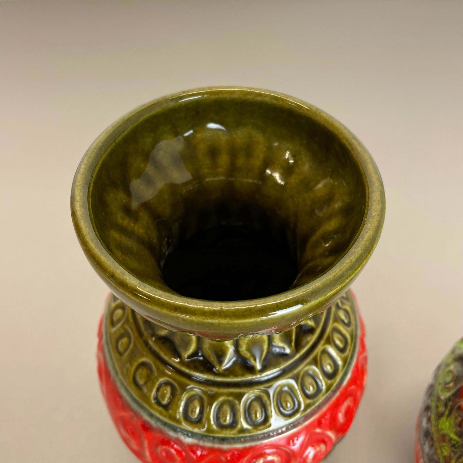 Set Of 2 Multi Color Fat Lava Op Art Pottery Vase By Bay Ceramics Germany, 1970s photo buy