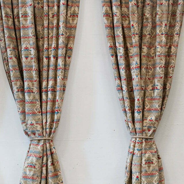 Reclaimed Heavy Tapestry Curtains With Tribal/Aztec Pattern photo buy