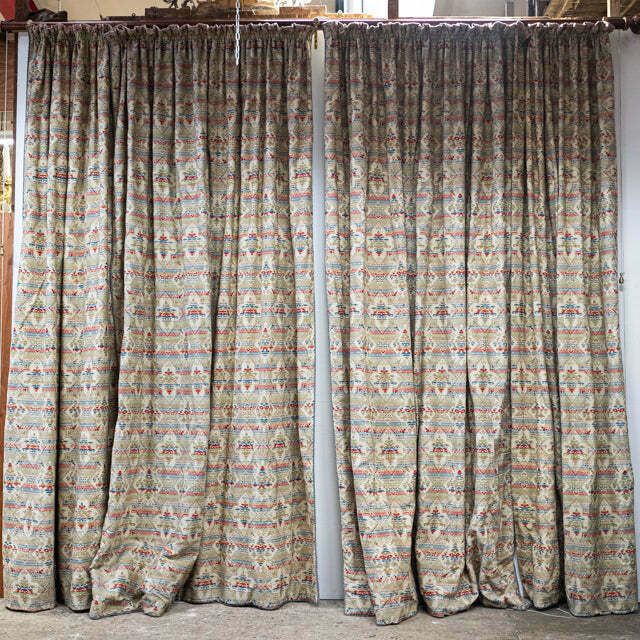 photo vintage Reclaimed Heavy Tapestry Curtains With Tribal/Aztec Pattern
