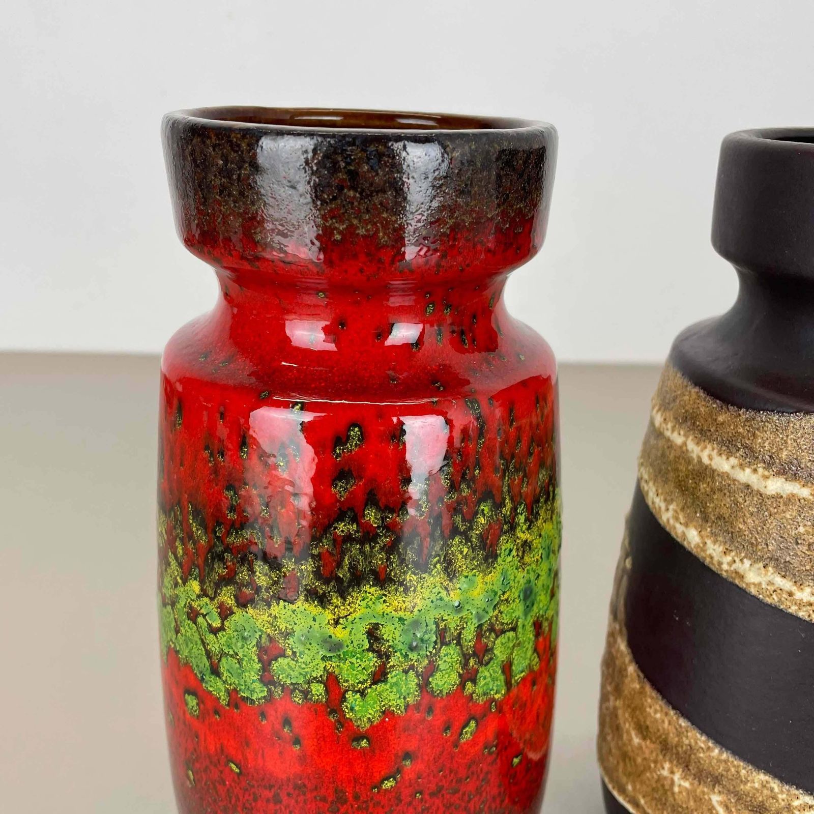 Set Of Four Vintage Pottery Fat Lava Vases Made By Scheurich, Germany, 1970s photo vinterior