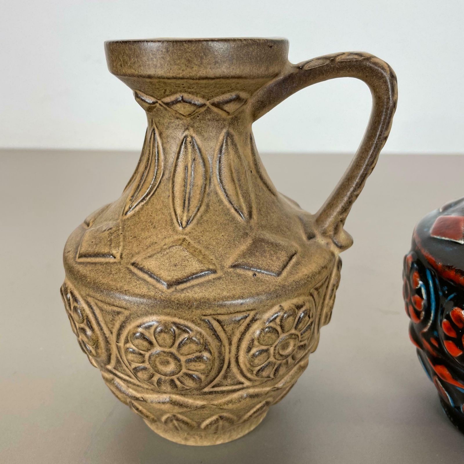 Set Of 2 Multi Colour Fat Lava Op Art Pottery Vase By Bay Ceramics Germany 1960s photo 409.0