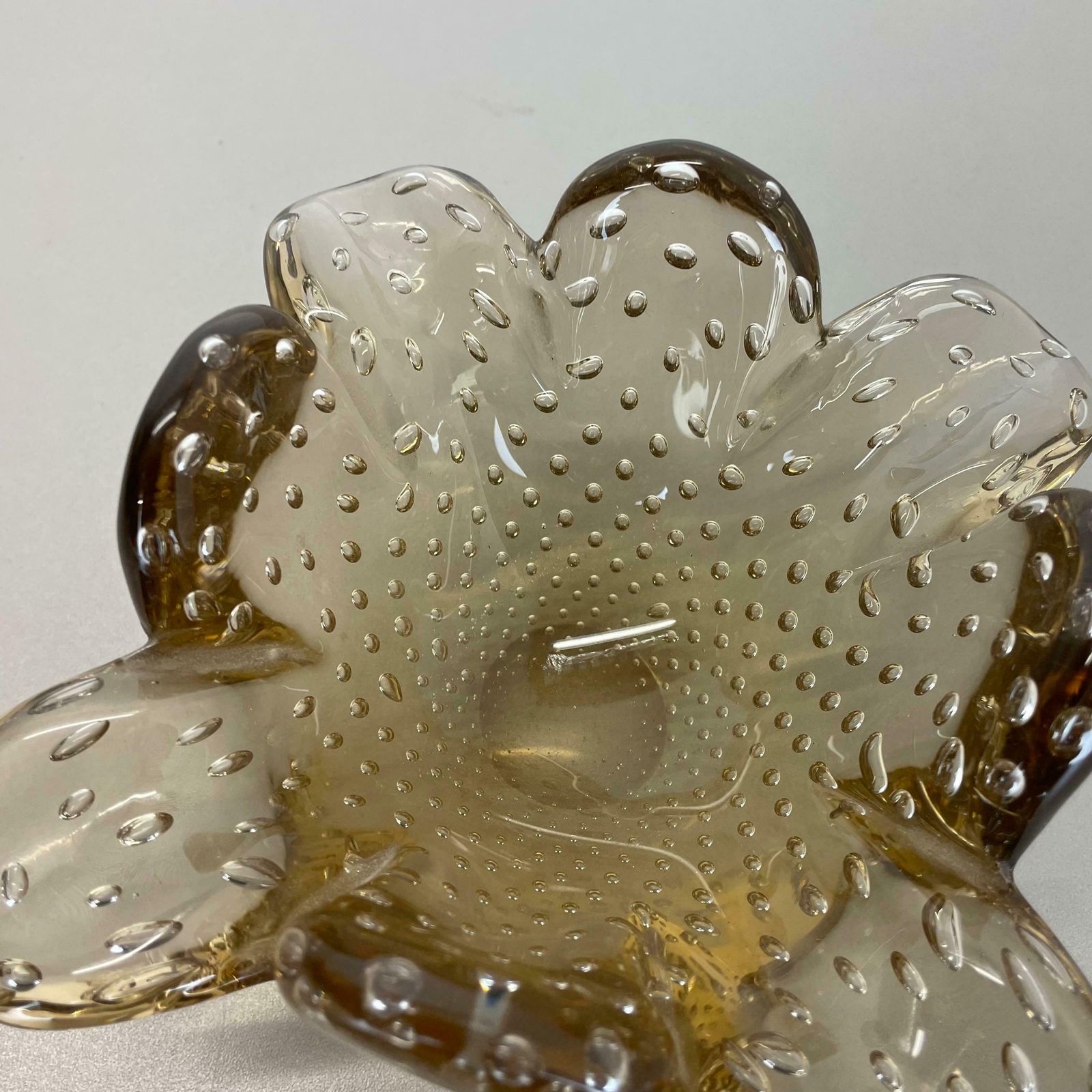 Home Decor Glass Bowl Element Shell Ashtray Murano Bubble By Barovier And Toso Italy 1970s photo