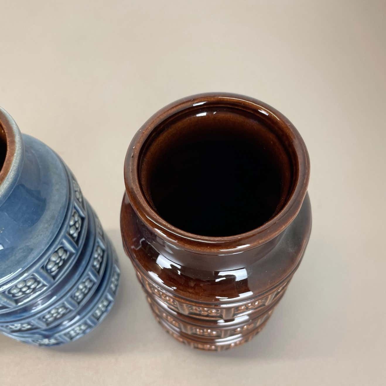 photo buy Set Of Three Pottery Fat Lava Vases "Multi Color" By Scheurich, Germany, 1970s
