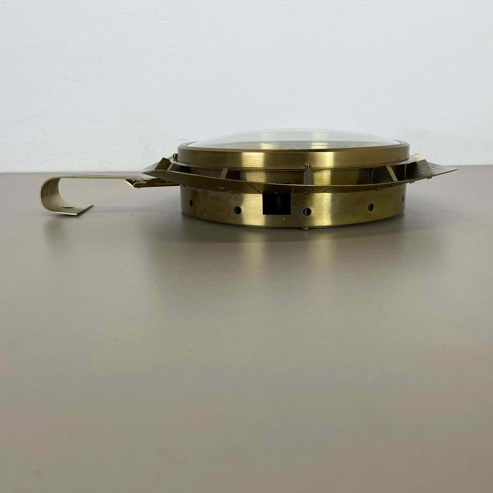 photo buy Vintage Hollywood Regency Brass Wall Clock Atlanta Kienzle Germany 1950s