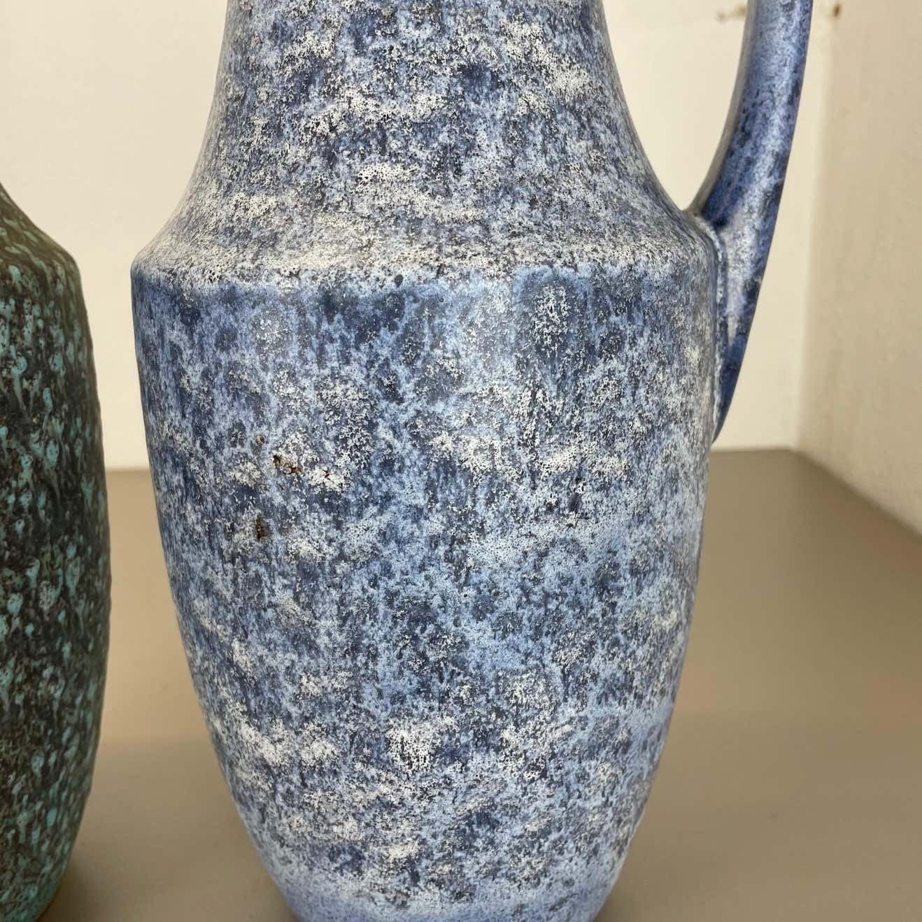 photo for sale Set Of Two Pottery Fat Lava "Supercolor" Vases By Scheurich Germany Wgp