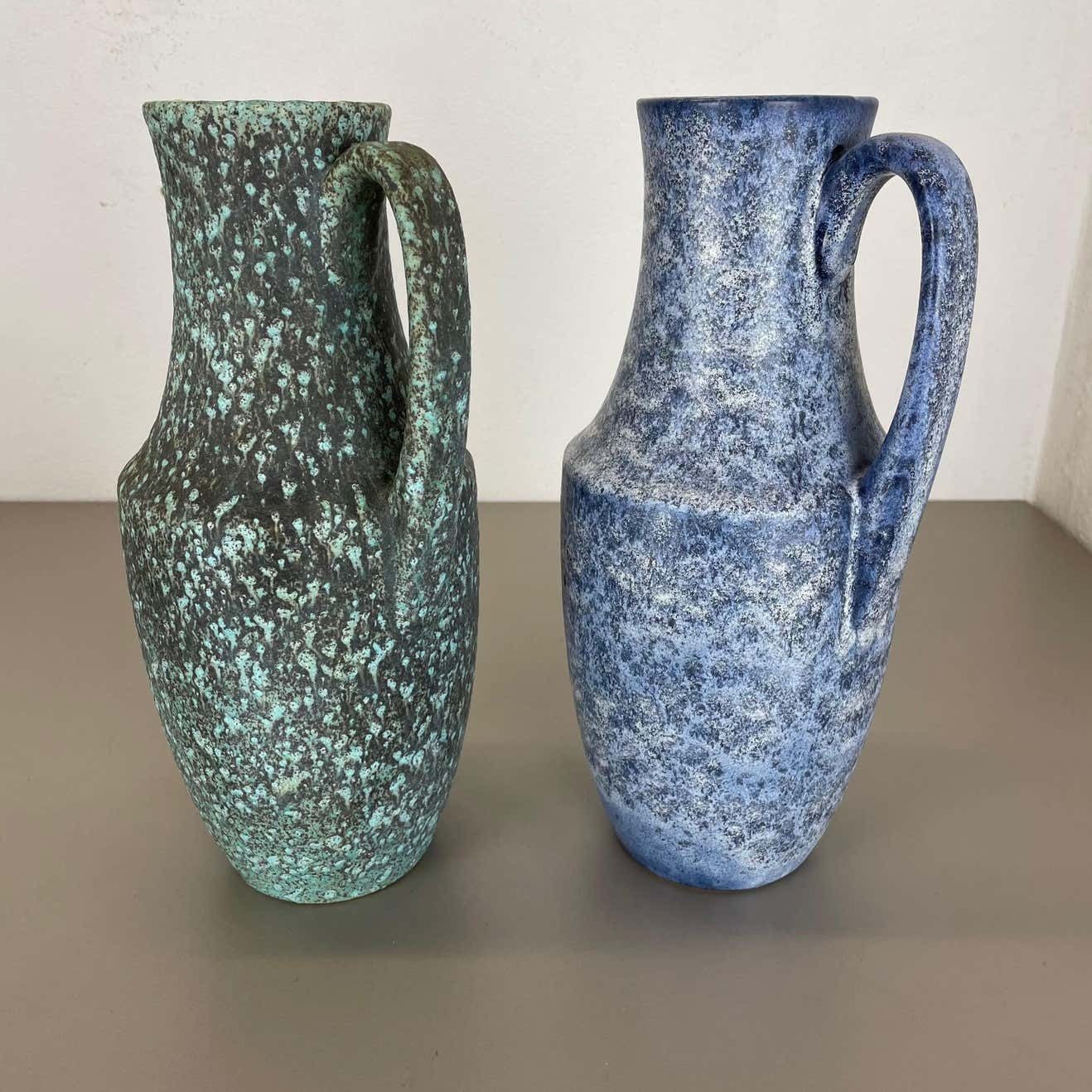 photo vinterior Set Of Two Pottery Fat Lava "Supercolor" Vases By Scheurich Germany Wgp