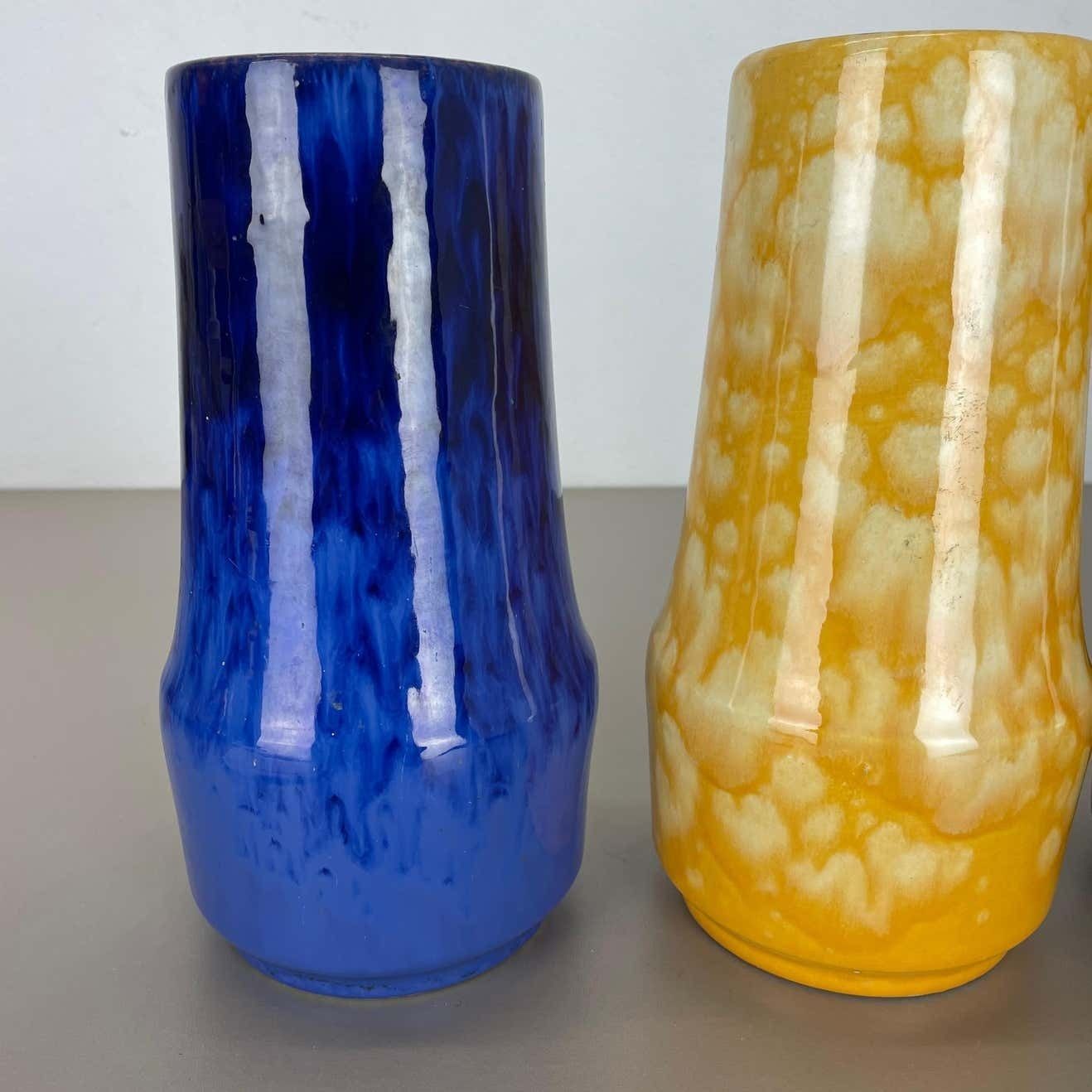 Set Of Three Pottery Fat Lava "Supercolor" Vases Made By Scheurich Germany 1970s photo buy