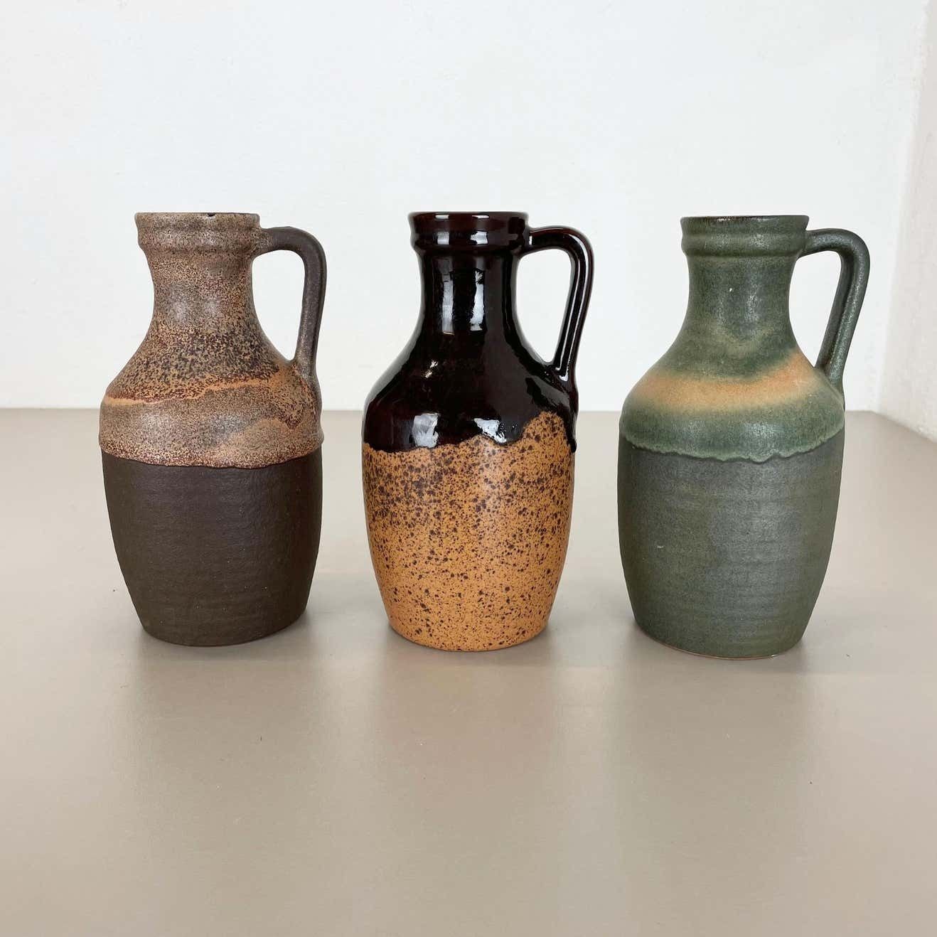 Set Of Three Pottery Fat Lava "Supercolor" Vases Made By Marei, Germany, 1970 photo furniture