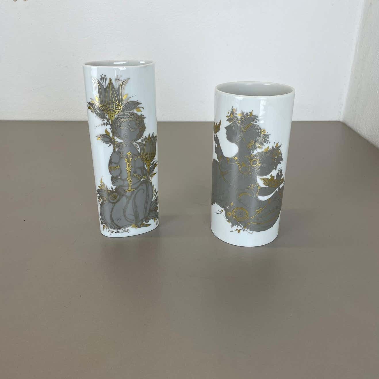 Set Of 2 Porcelain Vase By Björn Wiinblad For Rosenthal Studio Line Germany 1970 photo for sale