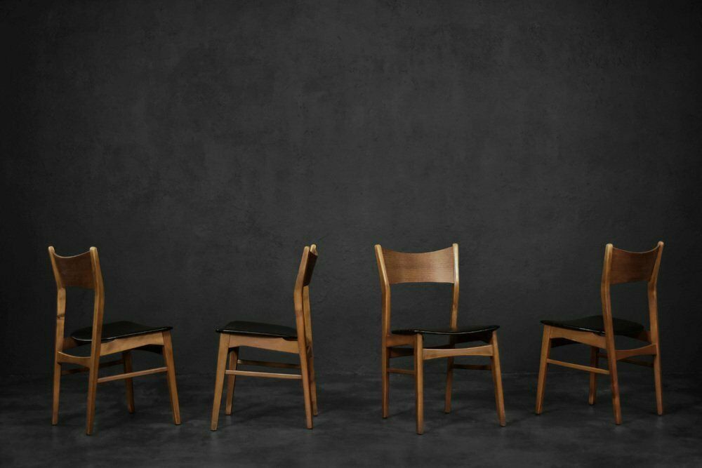 Scandinavian Modern Dining Chairs In Beech And Teak, 1960s, Set Of 4 photo buy