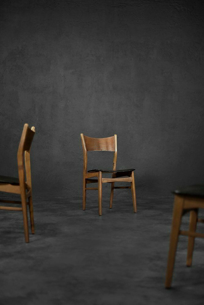 photo furniture Scandinavian Modern Dining Chairs In Beech And Teak, 1960s, Set Of 4