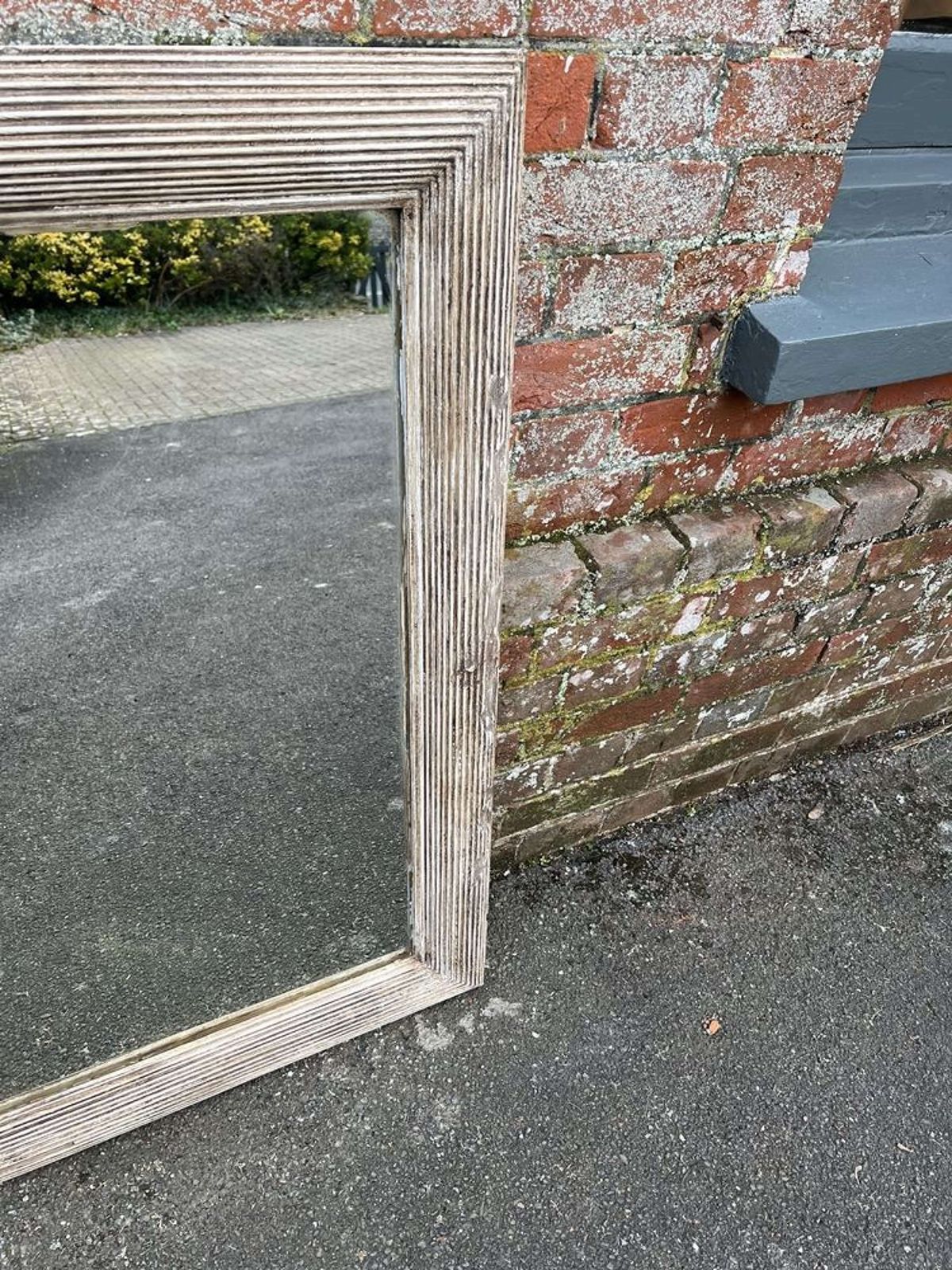 A Delightful Large Antique French 19th C Ribbed Mirror. photo for sale